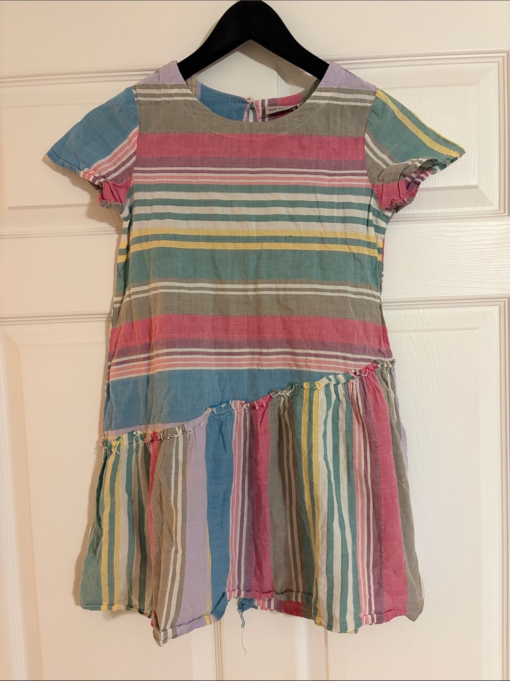 The Odells Anthropologie Girls Multicolored Striped Ruffle Dress